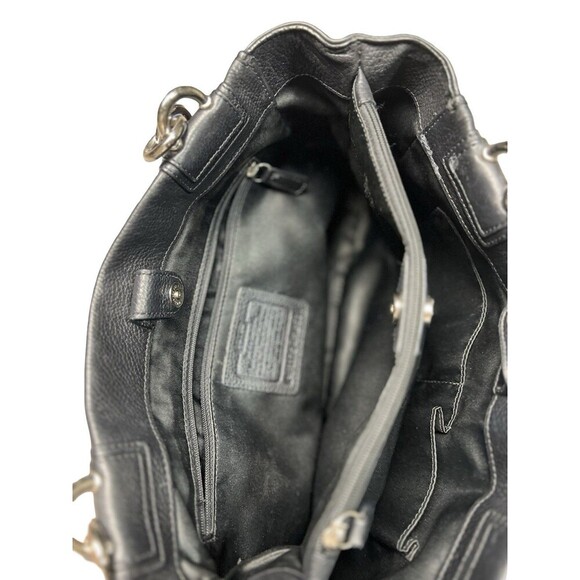 Coach Penelope Black Pebbled Leather 9x12x5” Hand Bag PurseTurn-Lock - Picture 7 of 16